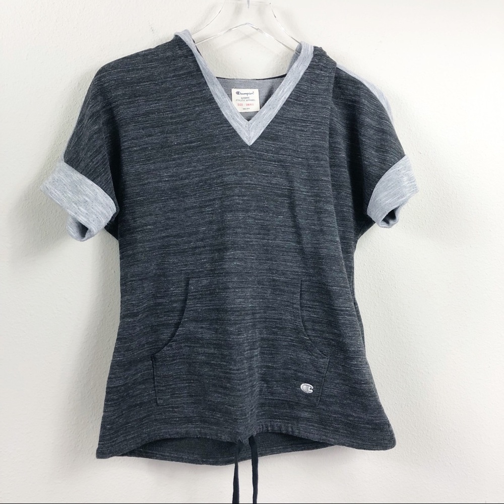 Champion | Lighweight Short Sleeve Gray Hoodie